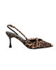 Immagine di MISS GLOBO - Décolleté slingback leopardata in raso con sottopiede in memory foam e cinturini incrociati, tacco 7,5CM