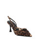 Immagine di MISS GLOBO - Décolleté slingback leopardata in raso con sottopiede in memory foam e cinturini incrociati, tacco 7,5CM