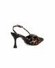 Immagine di MISS GLOBO - Décolleté slingback leopardata in raso con sottopiede in memory foam e cinturini incrociati, tacco 7,5CM