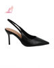 Immagine di LADY GLOBO - Décolleté slingback nera a pianta larga con sottopiede in VERA PELLE, tacco 8CM