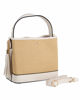 Immagine di NARDINI - Borsa a mano beige in paglia con tre scomparti interni e ciondolo a frange, tracolla removibile