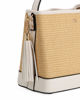 Immagine di NARDINI - Borsa a mano beige in paglia con tre scomparti interni e ciondolo a frange, tracolla removibile