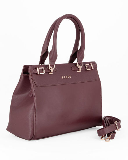 Immagine di RIFLE - Borsa due manici bordeaux con tre scomparti interni e tasca posteriore, tracolla removibile