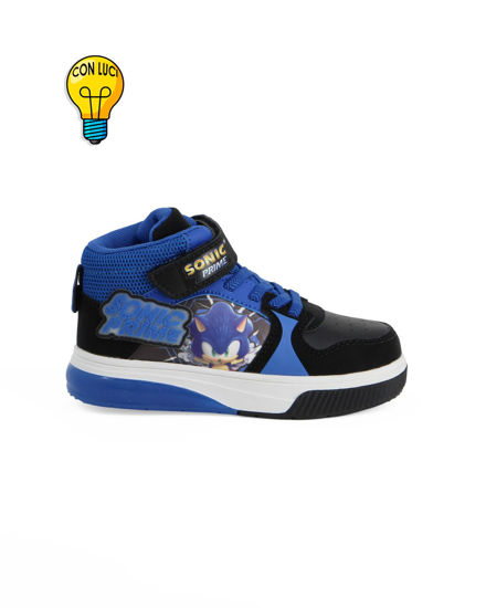 Immagine di SONIC  - Sneakers alta blu e nera da bambino con luci e strappo