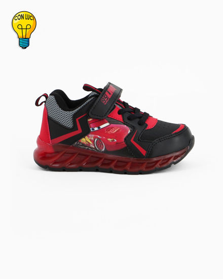Immagine di CARS  - Sneakers rossa e nera da bambino con luci e strappo