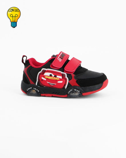 Immagine di CARS  - Sneakers rossa e nera da bambino con luci e strappi