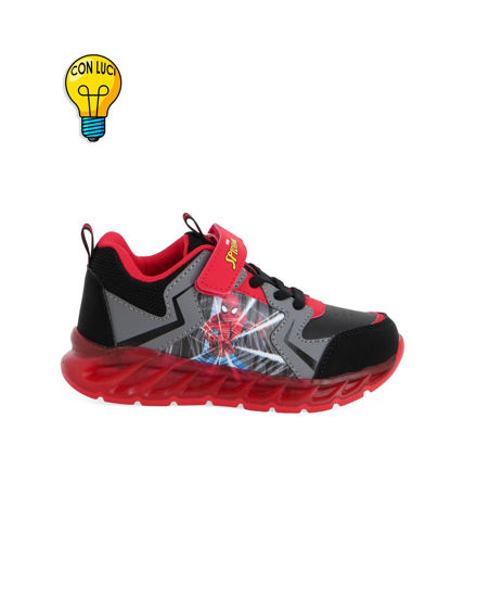 Immagine di SPIDERMAN - Sneakers rossa e nera da bambino con luci e strappo