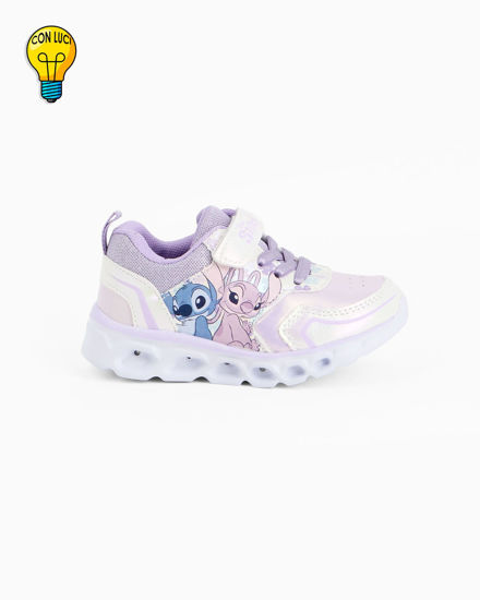 Immagine di STITCH - Sneakers lilla da bimba con luci e strappo