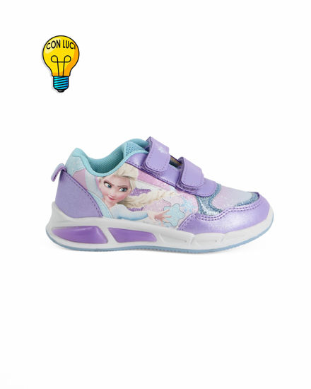 Immagine di FROZEN  - Sneakers lilla da bambina con luci e strappi