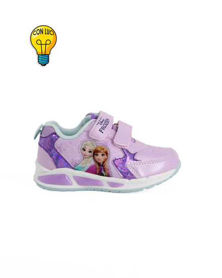 Immagine di FROZEN - Sneakers lilla da bambina con luci e strappi