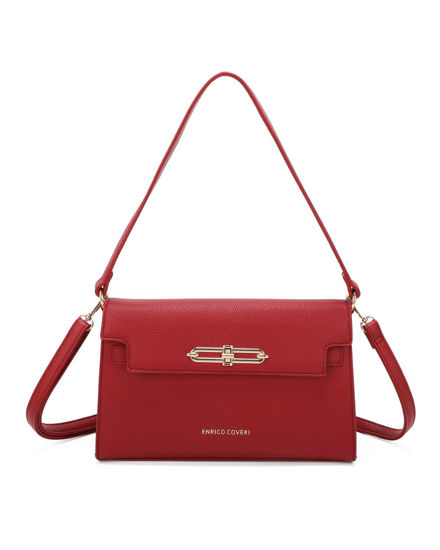 Immagine di ENRICO COVERI - Borsa a spalla rossa con patta e chiusura a girello, tracolla removibile