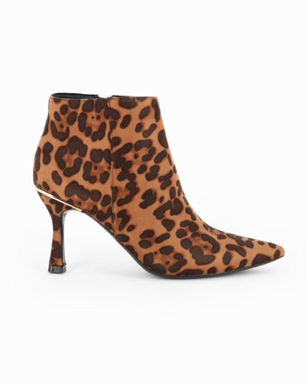 Immagine di MISS GLOBO - Tronchetto leopardato scamosciato a punta con zip laterale, tacco 8CM