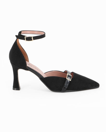 Immagine di MISS GLOBO - Décolleté nera scamosciata con cinturino frontale, tacco 7,5CM - MADE IN ITALY