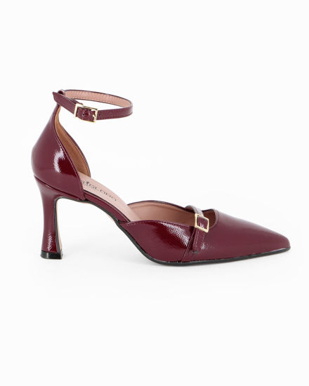 Immagine di MISS GLOBO - Décolleté bordeaux naplak con cinturino frontale, tacco 7,5CM - MADE IN ITALY