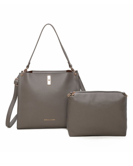 Immagine di ENRICO COVERI - Borsa a spalla grigia con pochette interna estraibile, tracolla removibile