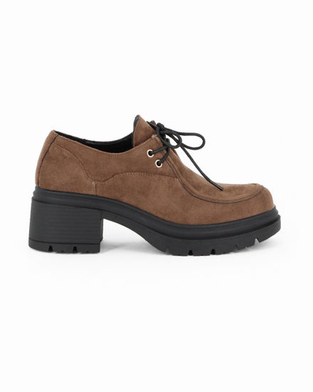 Immagine di MISS GLOBO - Scarpa khaki scamosciata con lacci e suola track, tacco 6CM