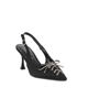 Immagine di MISS GLOBO - Décolleté slingback nera in raso con lacci e fiocco in strass sulla punta e sottopiede in memory foam, tacco 7CM