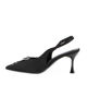 Immagine di MISS GLOBO - Décolleté slingback nera in raso con lacci e fiocco in strass sulla punta e sottopiede in memory foam, tacco 7CM