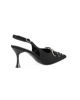 Immagine di MISS GLOBO - Décolleté slingback nera in raso con lacci e fiocco in strass sulla punta e sottopiede in memory foam, tacco 7CM