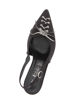 Immagine di MISS GLOBO - Décolleté slingback nera in raso con lacci e fiocco in strass sulla punta e sottopiede in memory foam, tacco 7CM