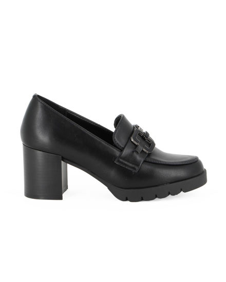 Immagine di MISS GLOBO - Mocassino nero con sottopiede in memory soft e morsetto, tacco 6,5CM