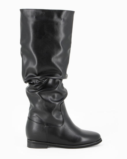 Immagine di SUPER RIFLE - Stivale nero con gambale arricciato e zeppa interna di 9CM