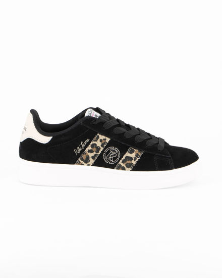 Immagine di RIFLE - Scarpa sneakers nera da donna con lacci e inserti maculati