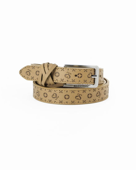 Immagine di SOLO SOPRANI - Cinta da donna beige loggata con fodera in VERA PELLE