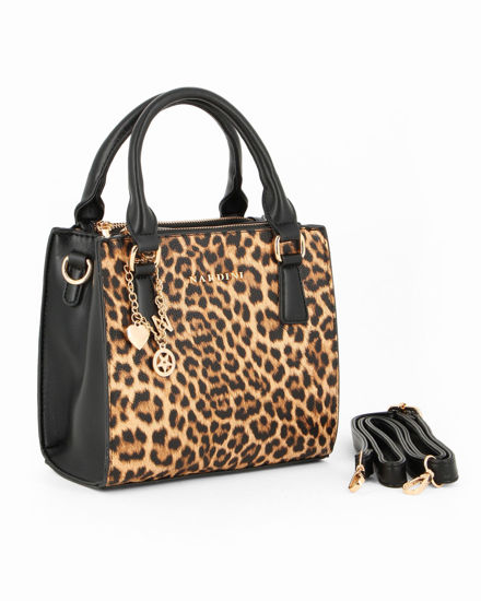 Immagine di NARDINI - Borsa due manici leopardata con ciondoli e tre scomparti principali, tracolla removibile