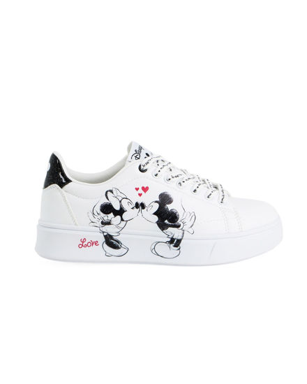 Immagine di MICKEY - Scarpa sneakers bianca da donna con stampa laterale e lacci