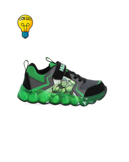Immagine di HULK - Sneakers grigia e verde da bambino con luci e strappo