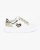 Immagine di MISS GLOBO - Scarpa sneakers bianca da bambina con cuore e patch posteriore leopardati