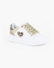 Immagine di MISS GLOBO - Scarpa sneakers bianca da bambina con cuore e patch posteriore leopardati
