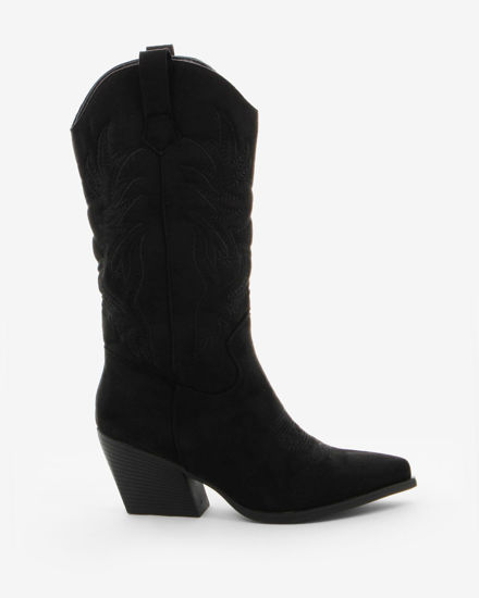 Immagine di ZOE - Stivale texano nero scamosciato con zip laterale, tacco 7CM
