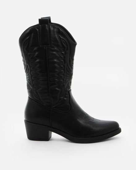 Immagine di ZOE - Stivale texano nero con zip laterale, tacco 5CM
