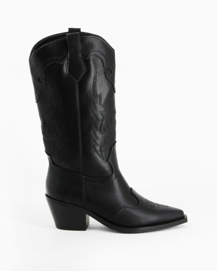 Immagine di ZOE - Stivale texano nero con zip laterale, tacco 6CM