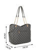 Immagine di ENRICO COVERI - Borsa shopping loggata grigia con tasche laterali e manici con catena