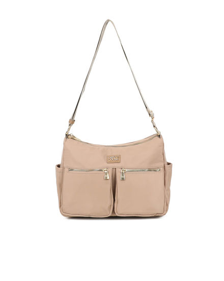 Immagine di ENRICO COVERI - Borsa taupe multitasche con manico regolabile