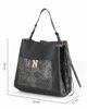 Immagine di NARDINI - Borsa a spalla nera pitonata con due scomparti interni e tasca frontale, tracolla removibile