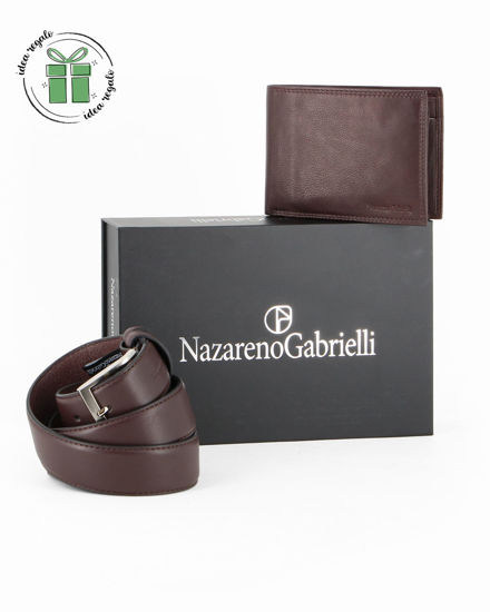 Immagine di NAZARENO GABRIELLI - Set regalo composto da cintura e portafoglio testa moro in VERA PELLE