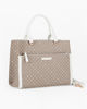 Immagine di CORTINA POLO STYLE - Borsa due manici taupe loggata con tasca frontale, tracolla removibile