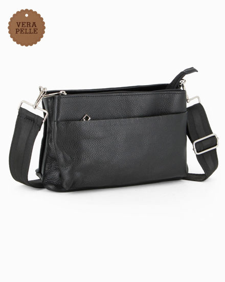 Immagine di NARDINI - Borsa nera due scomparti zip e tasca frontale con zip VERA PELLE - MADE IN ITALY