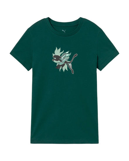 Immagine di T-SHIRT MM GRAPHIC FLOWERED CAT GREEN
