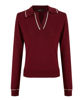 Immagine di BACHATA - Maglia manica lunga bordeaux con scollo a V e colletto da donna