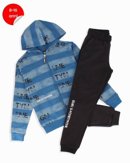 Immagine di GURU - COMPLETO TUTA DA RAGAZZO FELPA BLU CON ZIP E CAPPUCCIO