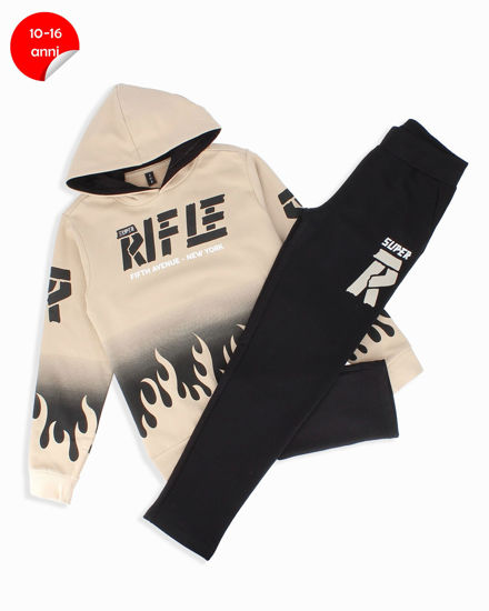 Immagine di RIFLE - COMPLETO TUTA DA RAGAZZO FELPA PANNA CON CAPPUCCIO