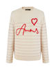 Immagine di BACHATA - Maglia manica lunga avorio a righe beige con scritta Amour