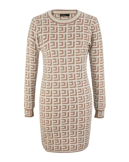 Immagine di BACHATA - Maxi maglia manica lunga beige a fantasia