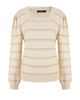 Immagine di BACHATA - Maglia manica lunga avorio a righe beige con scollo quadrato