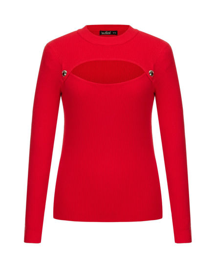 Immagine di BACHATA - Maglia manica lunga cut out rossa con finti bottoni
